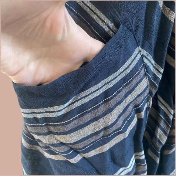 O'NEILL Cover Up Dress Black Brown Striped Hooded V-Neck Beach Pockets XS/S EUC - Picture 5 of 14